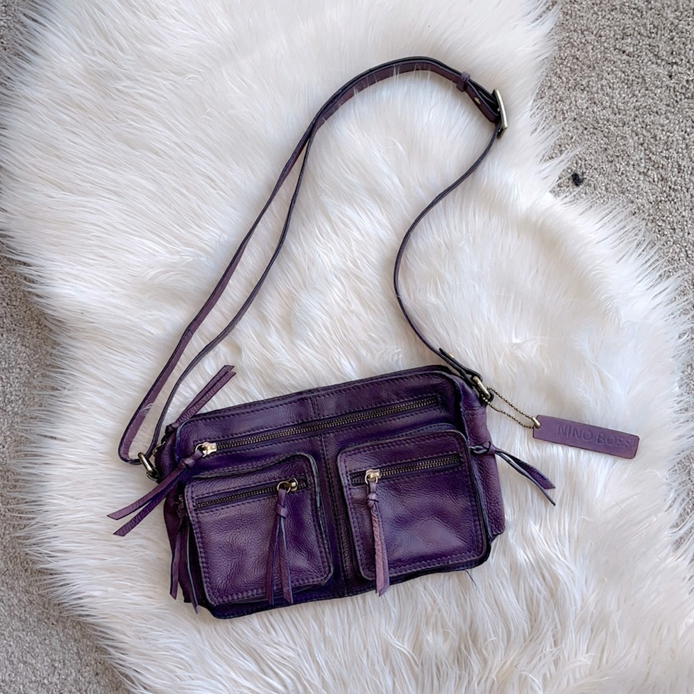 Nino BOSSI Purple Leather Crossbody Bag